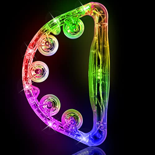 Aywewii LED Tambourine - Light Up Sensory Toys for Kids with Autism & Special Needs, Musical Instrument for Toddlers & Adults, Birthday Gifts for Boys & Girls, Glow in the Dark Party Favor