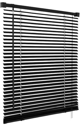 PVC Venetian Blind Blinds Easy Fit Curtains Trimmable Fittings Windows Treatment Shutters Twist Open Close (Black, 120x150)