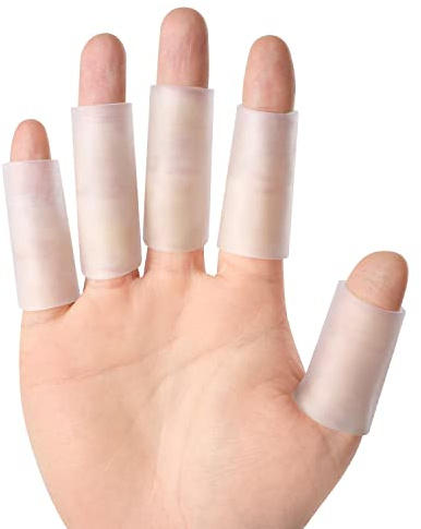 Kimihome 16 PCS Gel Finger Sleeve Protectors, Silicone Finger Sleeve Cushions and Protects, Provide Relief for Finger Cracking, Corns, Blisters and Calluses Protect (8PCS Large Size + 8PCS Medium).