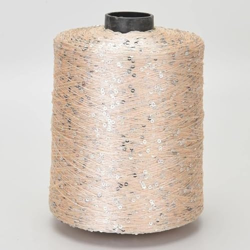 Filato all'uncinetto per maglieria con poliestere e paillettes, filato con anelli e lurex, grande bobina, 16