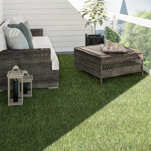 Paco Home Erba Sintetica per Giardino Balcone Terrazza Tappeto Erboso Interno Esterno Tappeto Lavabile Naturale Morbido, Model:18mm, Dimensione:100x200cm