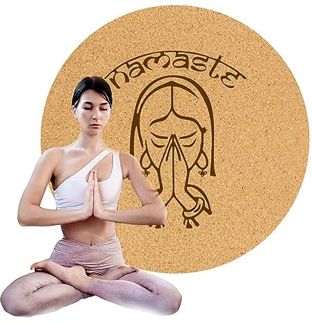 VBVARV Estera De Yoga De Corcho Estera Redonda De Yoga Caliente Antideslizante, Absorbente De Golpes. Estera De Ejercicio Ecológico Extra Grueso para Bikram, Hot Yoga Y Entrenamientos,10,70cm