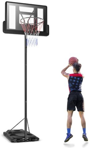 LIFEZEAL Mobiler Basketballständer mit Ständer, Basketballkorb 260-305 cm Höhenverstellbar, Basketballanlage für Kinder & Erwachsene, Korbanlage mit Basis für Indoor & Outdoor