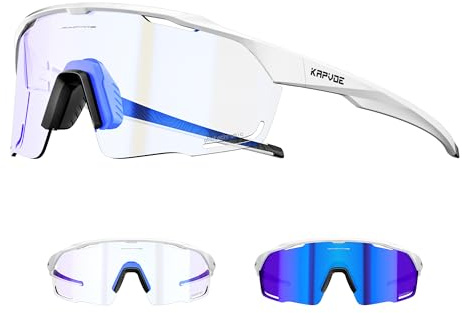 KAPVOE Occhiali da bicicletta fotocromatici, occhiali da sole sportivi, occhiali da sole per mountain bike, occhiali da sole sportivi, per uomini e donne, trasparenti, per mountain bike, bici da