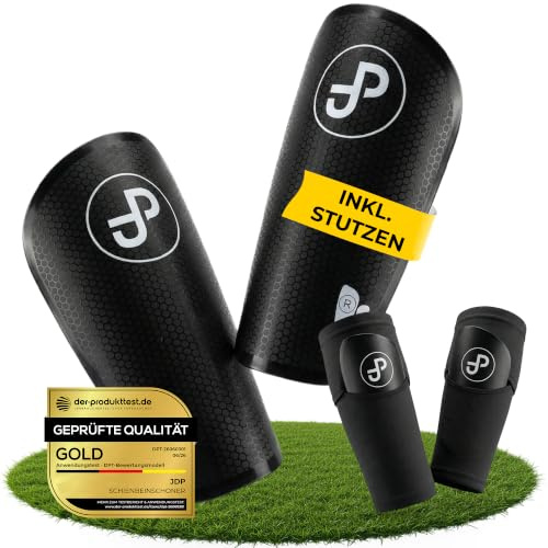 JDP Parastinchi Performance, Protezione Calcio Extra Robusta, Parastinco Antiscivolo con Calzettone, Gambali Uomini/Donne/Bambini, Taglia M