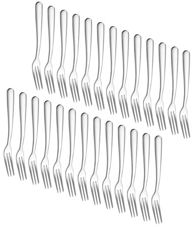 ＣＨＡＭＥＥＮ Fruchtgabel aus Edelstahl 26 Stück Geschirr Gabel Kleine Gabel Dessert Mini Gabelkuchen Stahl Rostfreier Gabel Hochwertiger Edelstahl für Obst Gemüse Salat Kuchen Dessert