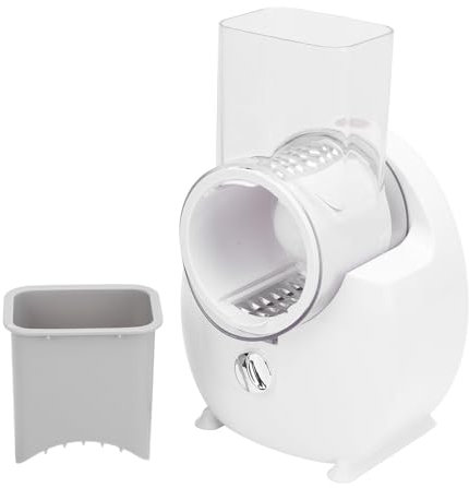 Rallador de Queso Eléctrico, Rallador Eléctrico Máquina Hacer Ensaladas con 4 Cuchillas, Cortador Frutas Verduras Trituradora Cortador Alimentos para Cocina Patata Entera