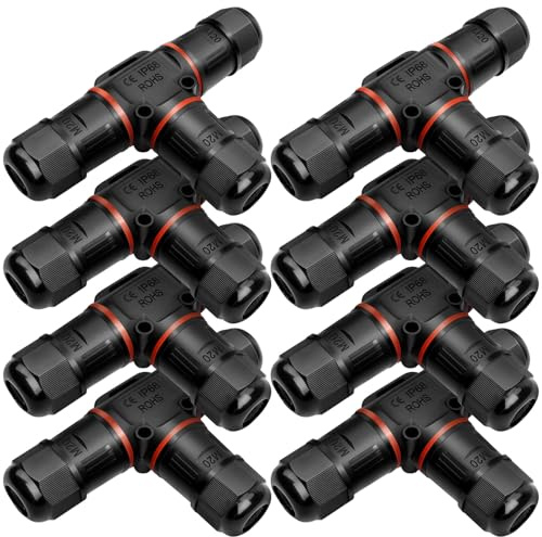 Connettore impermeabile a 3 poli per cavo di terra, IP68, morsettiera 3-12 mm, scatola distribuzione 3 vie, per esterni (8 pezzi)