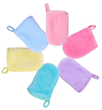 GVSS Lot de 6 Gants de Toilette en Flanelle 13x9cm,Gant Demaquillant Visage pour Spa,Réutilisables en Flanelle,Multicolores