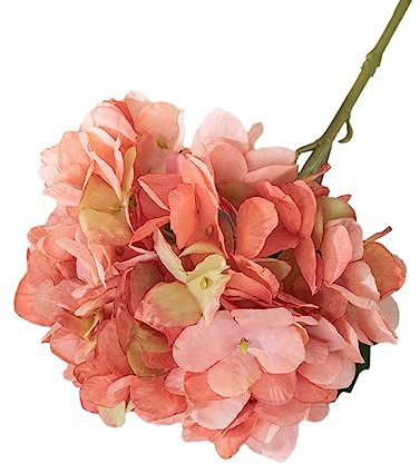 6 flores artificiales de hortensias artificiales, flores artificiales realistas de tallo largo individual para bodas, hogar, oficina, hotel, decoración de fiestas, arreglos florales, naranja