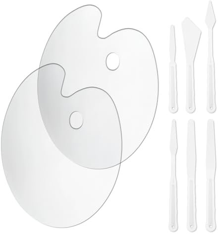 2 Stück Mischpalette Acrylfarben (20 cm × 30 cm) mit 6 Kunststoffspachteln Malmesser Malspachtel, Kunstmalerei Set für DIY Kunsthandwerk Malerei, Künstler und Bastler