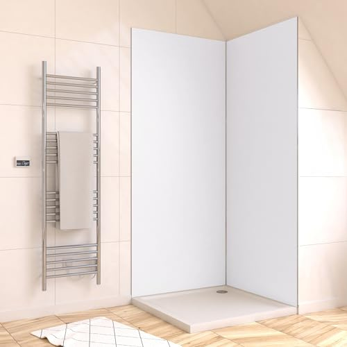 Marwell Urbanox Wandpaneel - fugenlose Aluverbundplatte als Duschrückwand & Küchenrückwand (Weiß, 90 x 210 cm ohne Profil)