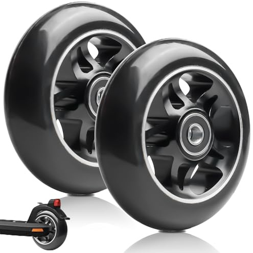 2 ruedas de repuesto de 100 x 24 mm con rodamientos Abec-11, núcleo de radios de aluminio, compatibles con la mayoría de patinetes de acrobacias y kickscooters (negro)