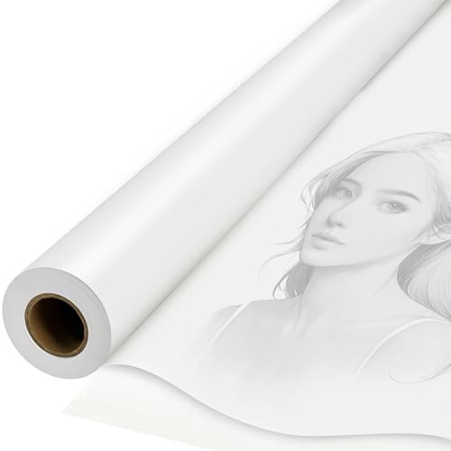 Luziyun - Rollo de papel de calco, 40 cm x 50 m, 26 g/m², transparente de alta claridad, para bocetos, patrones y patrones, para uso profesional (arquitectura, costura, creación artística)
