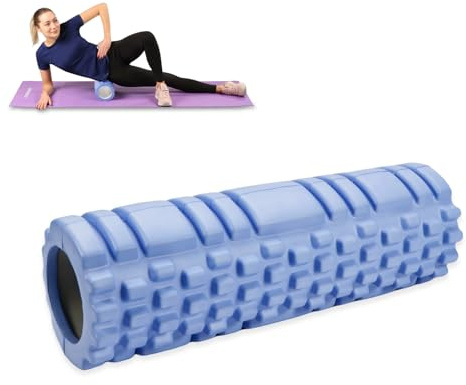 Rouleau de massage pour fascia, dos et colonne vertébrale, soulager les tensions musculaires, pour le dos, les jambes (30 x 10 cm) (Bleu)
