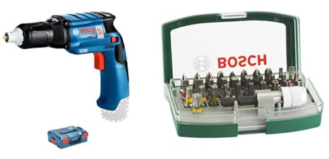 Bosch GSR108VTECG 10.8 V-EC TE Cordless Drywall Screwdriver Bare L-Box 06019E4003 + 32pc. Screwdriver Bit Set (PH-, PZ-, Hex-, T-, TH-, S-Bit, Accessories Drill and Screwdriver)