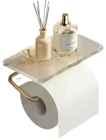 Supporto per Rotoli di Carta igienica con scaffale, Montaggio a Muro, scaffale per Stoffa in Bagno, Supporto per Stoffa, Holder per Carta igienica