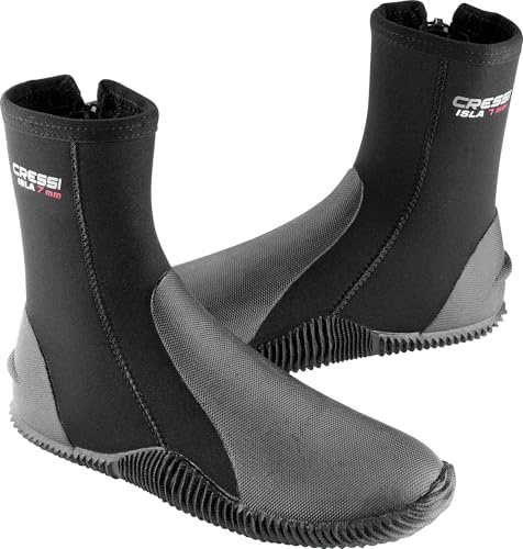 Cressi Isla 7 mm Crew Diving Boots, Black/Black, 7 mm, 7