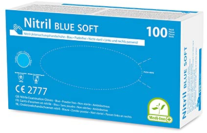 Medi-Inn Nitril blue soft Einweghandschuhe Größe XL | 1000 Stück | Nitril Einmalhandschuhe blau in praktischer Spenderbox | latexfrei & puderfrei