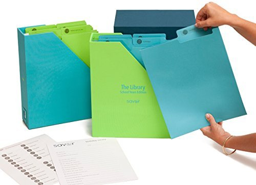 Savor | Deluxe School Years Keepsake Box | Fabric Bound Acid-Free Childhood Memory Book Organizer with Labels for Birthday, Graduation, Mitzvah, Mother’s Day, & Baby Shower (Ocean, Standard Style)