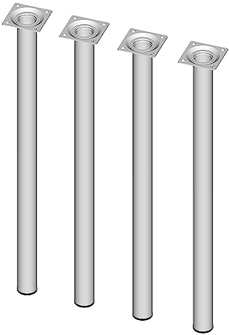 Element System 18133-00274 Möbelfuß rund – Stahlrohrfuß, ideal als Tischbein für die Gestaltung individueller Möbelstücke – Ø 30 mm, Weiß, Länge 600 mm, 4 Stück