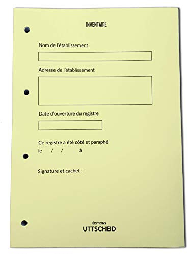 Recharge Livre Inventaire - 100 feuillets foliotés - UTTSCHEID