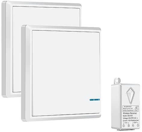 Interrupteur sans fil 230 V NineLeaf - Avec télécommande - Interrupteur de lumière sans fil - Étanche IP66 - Convient pour lampe de 1000 W (1 petit récepteur radio, 2 interrupteurs)