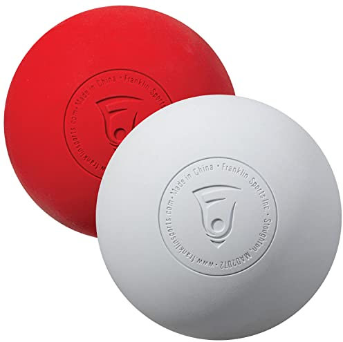 Franklin Sports Lacrosse Bälle - Lax Balls - Massagebälle - Offizielle Größe und Gewicht - Rot und Weiß - Muskelknoten und Yoga-Therapie - 2 Stück Feste Bälle