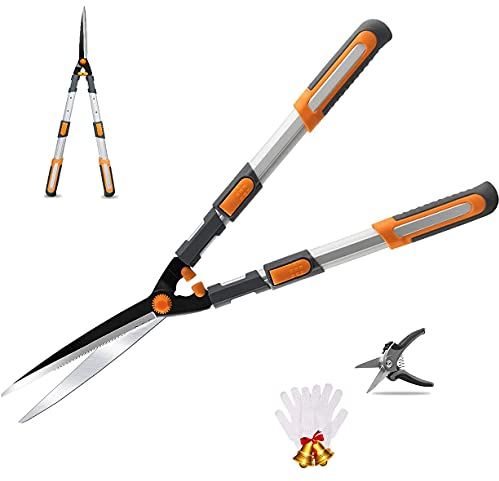 AIRAJ Cisailles à Haies Professionnel Télescopique Manuel 75-88CM,Lame en Acier SK-5,Poignée Ergonomique,Longueur Evolutive Extensible en 3 Parties, arbuste Faciles à Tailler