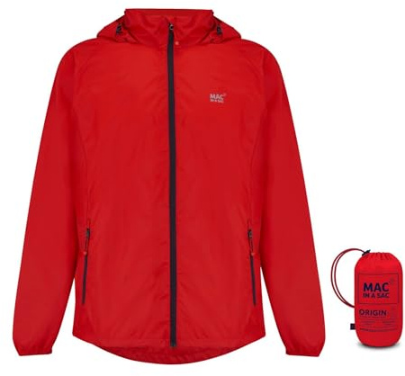 Mac in a Sac Herren Origin II - Waterproof Packable Jacket Regenjacke, Red, XS