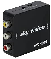 Sky Vision Adaptateur RCA vers HDMI, AV/RCA/FBAS vers HDMI, convertisseur Audio vidéo, 1080p, PS2, Wii N64, Prend en Charge PAL/NTSC, Plug and Play, Noir