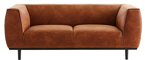 Divano Design in Pelle Aspetto Invecchiato Marrone Cognac 2-3 Posti Morris