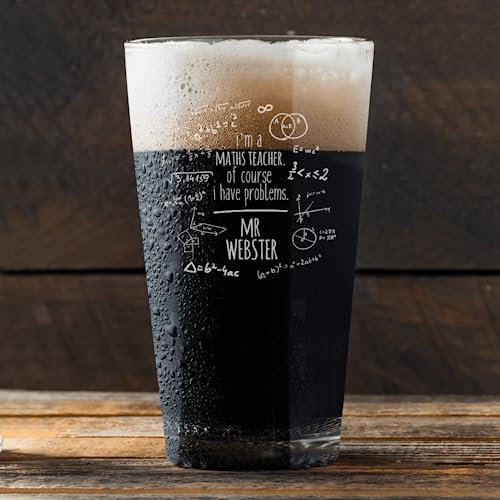 BGExpress Personalised Engraved Maths Teacher Lager Glass Craft Beer Pint Glass Novelty Funny Birthday Teacher Gift