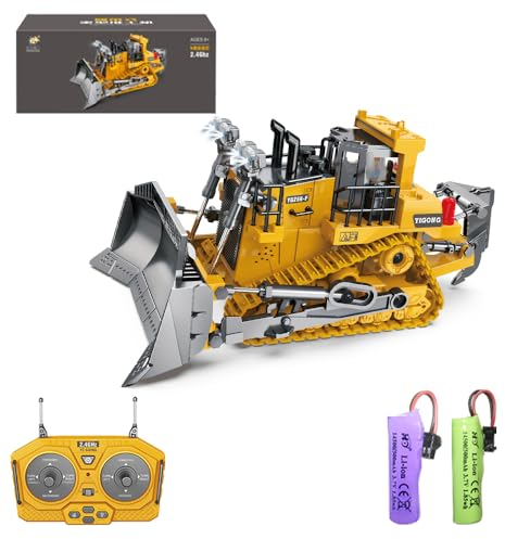 X-Verse Ferngesteuerter Bulldozer Spielzeug, Ferngesteuertes Baufahrzeug für Kinder, RC Bulldozer mit Licht und Soundeffekten