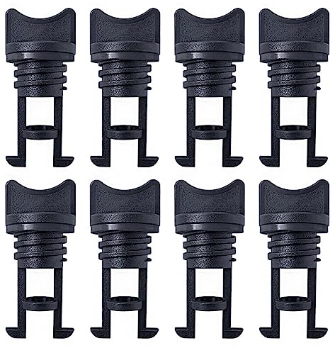Ekakashop 8 Stück Nylon Ablassschraube Kajak mit schwarzem Gummiring Kajak Lenzstopfen Verschlussstopfen Kayak Drain Stecke 3/4 19mm,Schwarzes Dichtungsring