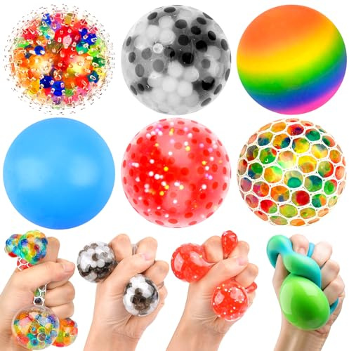 6 Piezas Pelota Antiestres, Squishy Bolas Antiestres, Fidget Toy, Juguetes Sensoriales, Antiestres Adultos, Juguetes Autismo para Aliviar la Fatiga de los Dedos para Aliviar la Ansiedad