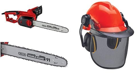 Einhell Motosierra eléctrica, GH-EC 1835, 1800 W, barra de corte robusta, cadena afilada, tensado y reemplazo sin herramientas, lubricación automática, engranajes metálicos. + casco de protección