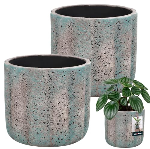 KOTARBAU® 2 x Pot De Fleurs Cylindrique ⌀ 12 cm | Pot en Céramique Non-Émaillée pour Fleurs Et Herbes | Cache-Fleurs en Céramique Non-Émaillée | Cache Fleurs en Céramique | Pot en Céramique Naturelle