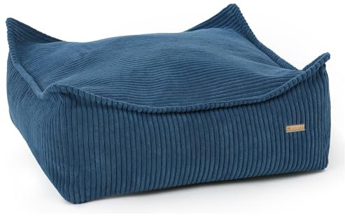 Velinda Hundebett Hundeschlafplatz Hundekissen Hundeliege Haustierbett Hundesofa 60x60cm (Farbe: dunkelblau (Cord))