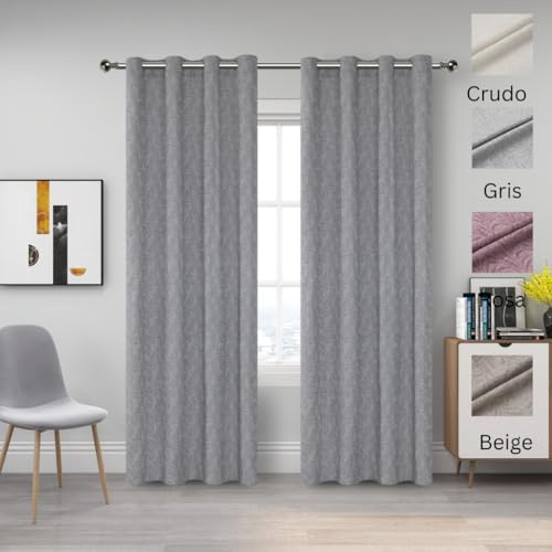 Miracle Home. Cortinas mordernas y Elegantes de 2 Piezas (Incluye una Pieza) para salón y Dormitorio con Ojales. Hibisco. 200cm (Ancho) x 260cm (Alto). Crudo