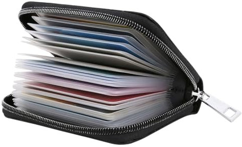 LUFFLOK Kreditkartenetui für Herren und Damen, Premium Kunstleder RFID Karten Portemonnaie, Geldbörse Kartenetui, Ausweis Kartenhüllen, Platz für bis zu 20 Karten (Schwarz)