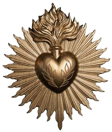 Sharplace Placca Da Muro con Cuori Sacri, Ornamento Sacramentale, Statua Gotica per Casa D'arte, Scultura Da Appendere a Parete per L'ingresso Del Portico ', d'oro