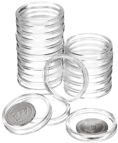 QUARKZMAN 20 stycken 33 mm silver dollar mynthållare myntkapsel skydd | Plast, rund myntsamlingsbehållare, akryl klar, för silvermyntskydd, eller NFC-etikett