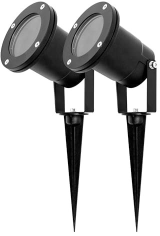 EDO Lot de 2 Spot de Jardin Extérieur avec Piquet GU10 HORTUS Noir, Étanche IP65, Éclairage pour Cour, Arbre, Pelouse, Plantes, Chemin - Spot à Encastrer