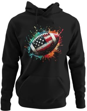 Knut Fashion & Streetwear huvtröja för män, amerikansk fotboll för män, huvtröja med huva, kläder, brands boll, splash design, pullover, kläder, storlekar XS-5XL, svart, L