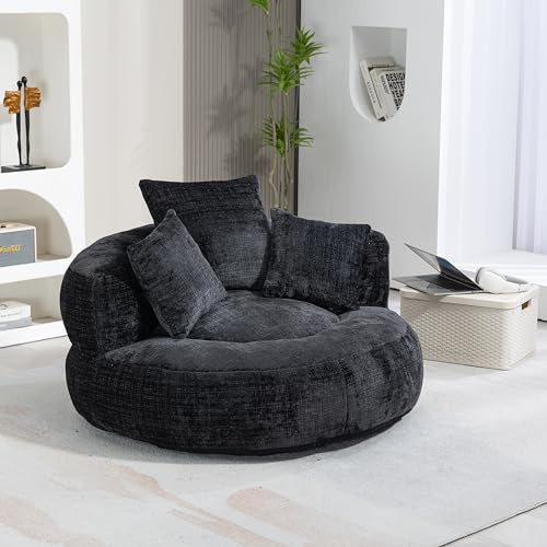 FammyLoft Bean Bag Sofa with Three Pillows, Beanbag Chair for Adults & Kids, Lazy Sofa for Bedroom,Office, Indoor & Outdoor, Black