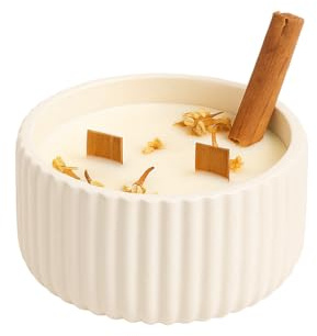 Atuvela – Vela Aromática Canela y Jazmín de Cera de Soja | Mecha de Madera de Haya | Vela Artesanal Hecha en España | Aroma Floral Especiado para Relajarse y Decorar