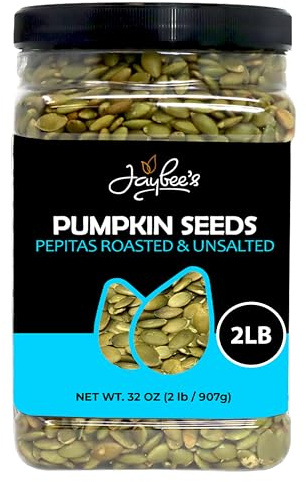 Pumpkin Seeds Pepitas Roasted Unsalted - 32 oz - 2 Pound | Healthy Snack | Vegan, Keto Diet Friendly | Hand-Picked | Kosher Certified | Pumpkin Seed | Jaybee's Nuts