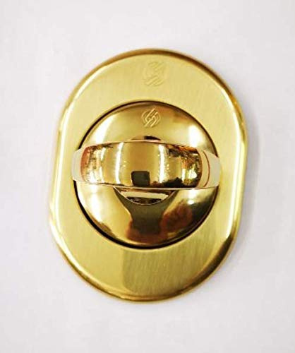 SECUREMME Kit limitatore per porte blindate finitura ottone lucido KIT 5030 BARIKOL con pomello a mezzaluna completo di rosetta da mm.46, piastrina cod.4300 mm.82x62