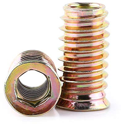 20 st galvaniserad sexkantsgänga insatsmuttrar M8 x 25 mm, trägängad insats för trämöbler
